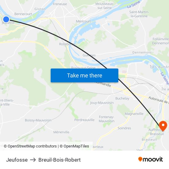 Jeufosse to Breuil-Bois-Robert map