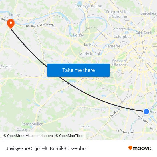 Juvisy-Sur-Orge to Breuil-Bois-Robert map