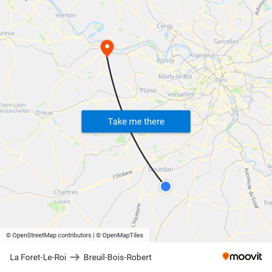 La Foret-Le-Roi to Breuil-Bois-Robert map