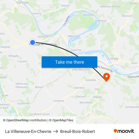 La Villeneuve-En-Chevrie to Breuil-Bois-Robert map