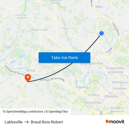 Labbeville to Breuil-Bois-Robert map