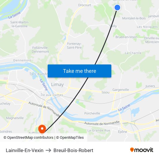 Lainville-En-Vexin to Breuil-Bois-Robert map