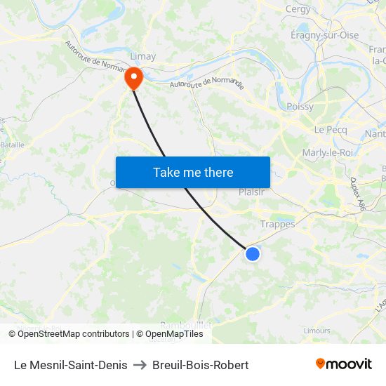 Le Mesnil-Saint-Denis to Breuil-Bois-Robert map