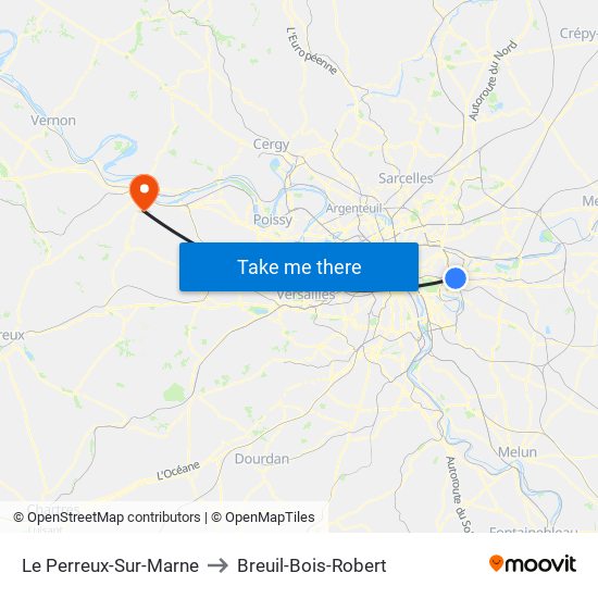 Le Perreux-Sur-Marne to Breuil-Bois-Robert map