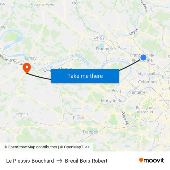 Le Plessis-Bouchard to Breuil-Bois-Robert map