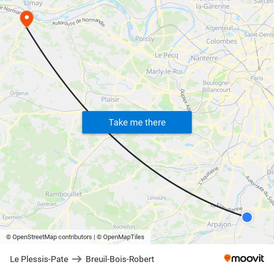 Le Plessis-Pate to Breuil-Bois-Robert map