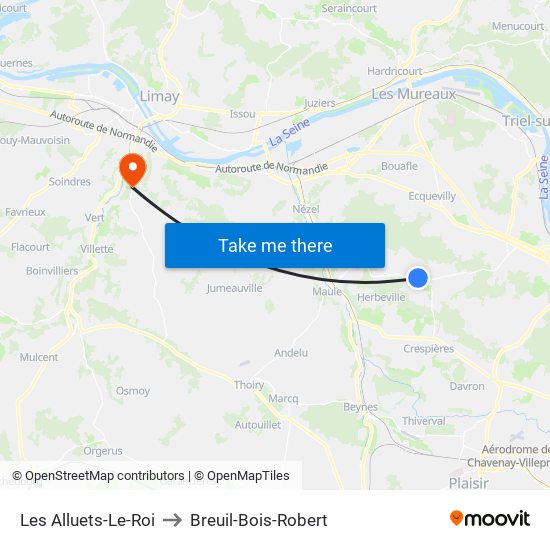 Les Alluets-Le-Roi to Breuil-Bois-Robert map