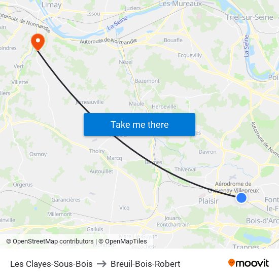 Les Clayes-Sous-Bois to Breuil-Bois-Robert map