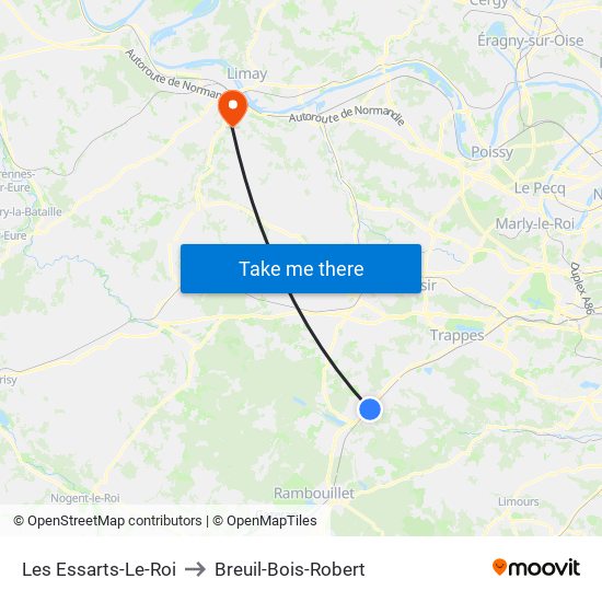 Les Essarts-Le-Roi to Breuil-Bois-Robert map