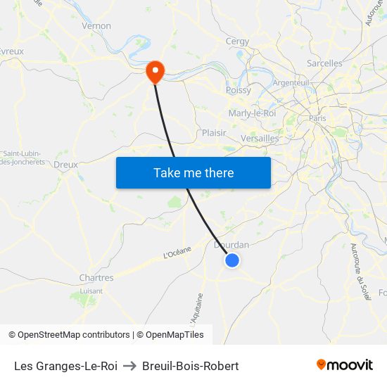 Les Granges-Le-Roi to Breuil-Bois-Robert map
