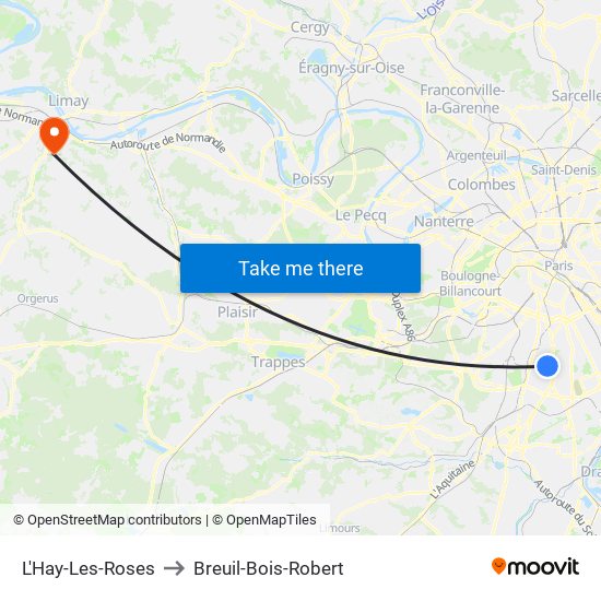 L'Hay-Les-Roses to Breuil-Bois-Robert map