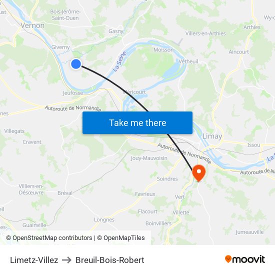 Limetz-Villez to Breuil-Bois-Robert map