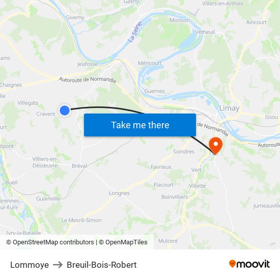 Lommoye to Breuil-Bois-Robert map