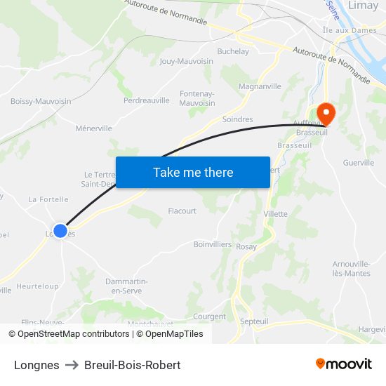 Longnes to Breuil-Bois-Robert map