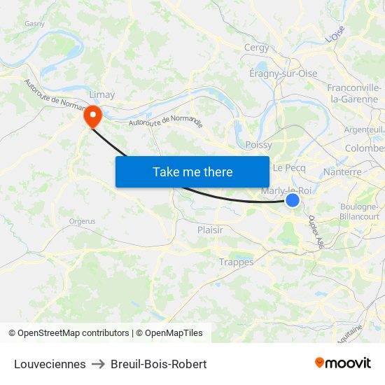 Louveciennes to Breuil-Bois-Robert map