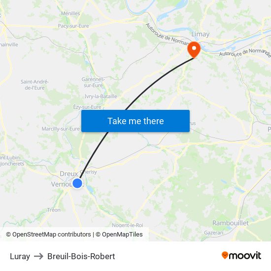 Luray to Breuil-Bois-Robert map
