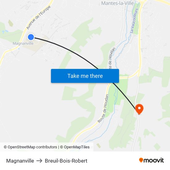 Magnanville to Breuil-Bois-Robert map