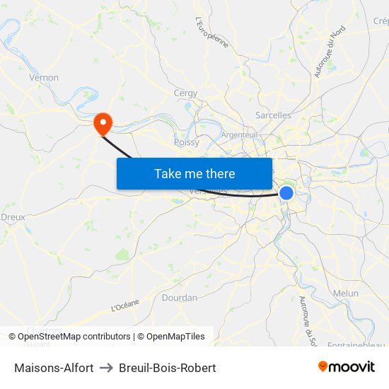 Maisons-Alfort to Breuil-Bois-Robert map
