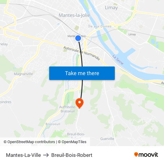 Mantes-La-Ville to Breuil-Bois-Robert map