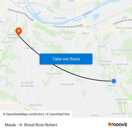Maule to Breuil-Bois-Robert map