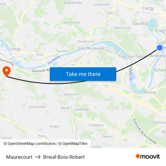 Maurecourt to Breuil-Bois-Robert map
