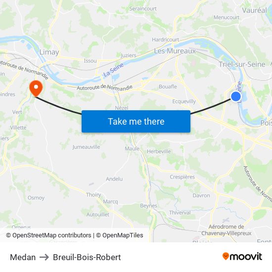 Medan to Breuil-Bois-Robert map