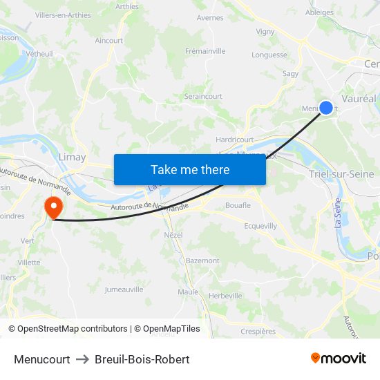 Menucourt to Breuil-Bois-Robert map