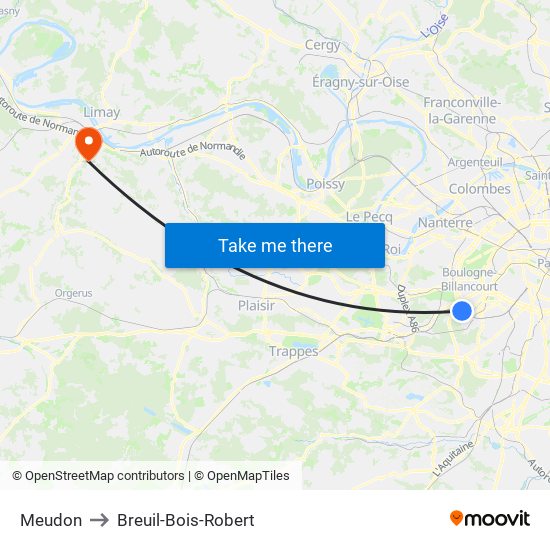 Meudon to Breuil-Bois-Robert map