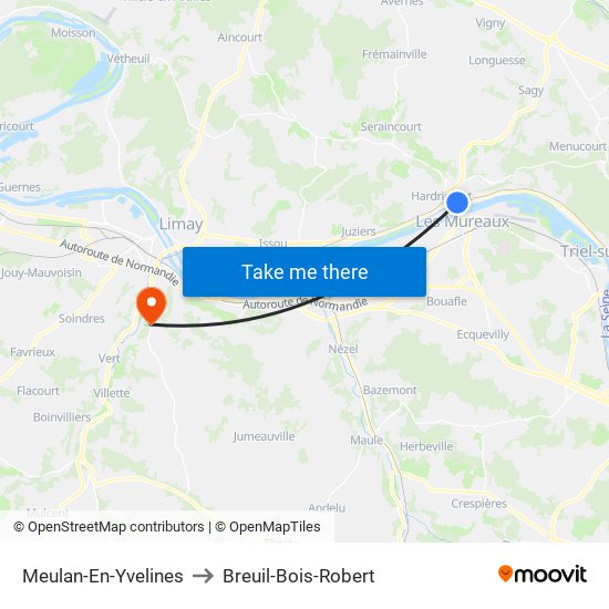 Meulan-En-Yvelines to Breuil-Bois-Robert map