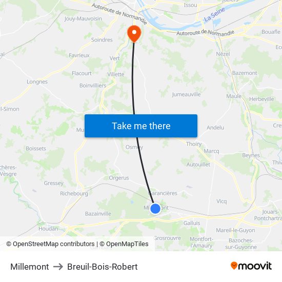 Millemont to Breuil-Bois-Robert map