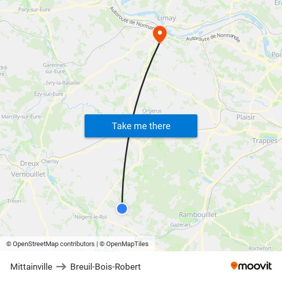 Mittainville to Breuil-Bois-Robert map