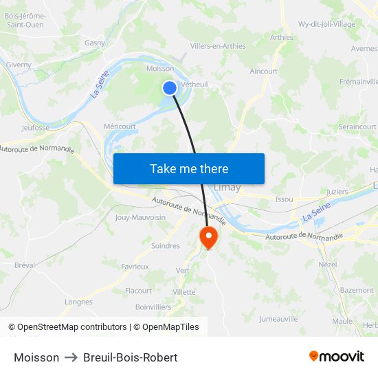 Moisson to Breuil-Bois-Robert map