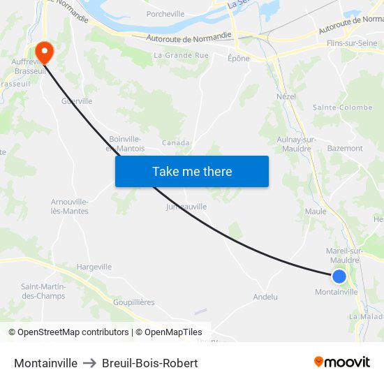 Montainville to Breuil-Bois-Robert map