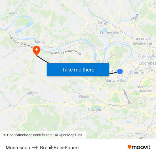 Montesson to Breuil-Bois-Robert map