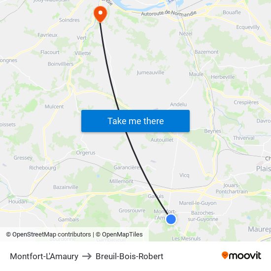 Montfort-L'Amaury to Breuil-Bois-Robert map