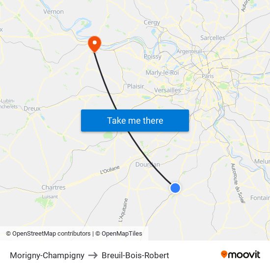 Morigny-Champigny to Breuil-Bois-Robert map