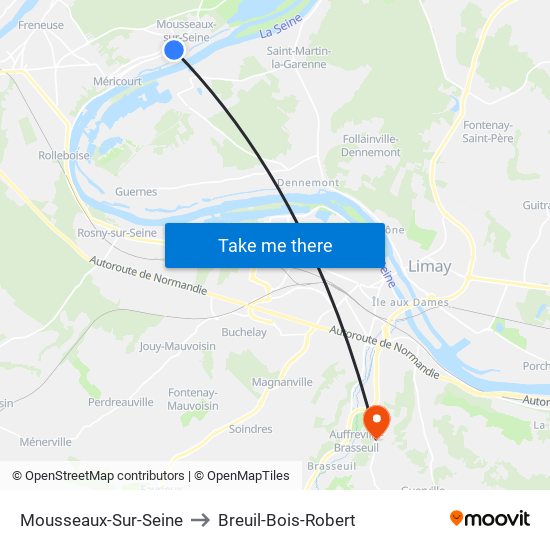 Mousseaux-Sur-Seine to Breuil-Bois-Robert map