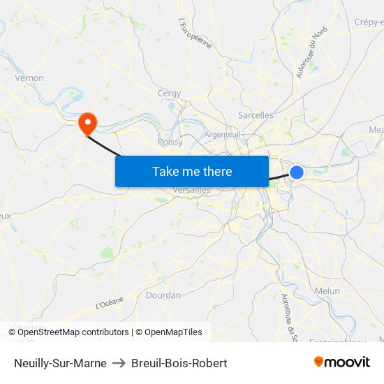 Neuilly-Sur-Marne to Breuil-Bois-Robert map