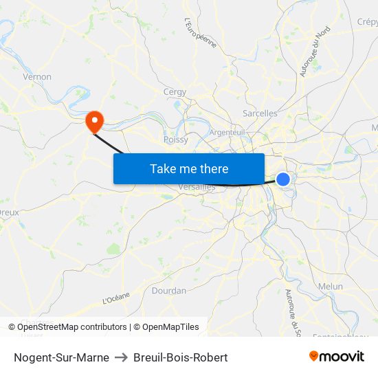 Nogent-Sur-Marne to Breuil-Bois-Robert map