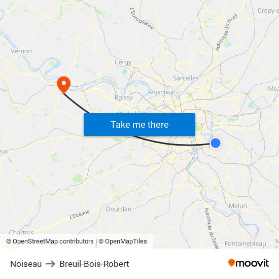 Noiseau to Breuil-Bois-Robert map