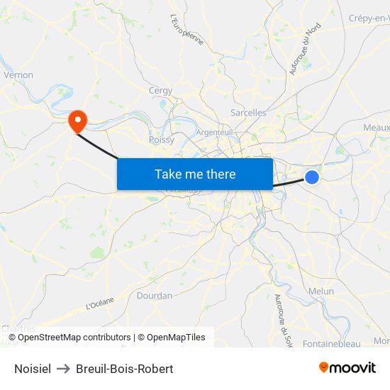 Noisiel to Breuil-Bois-Robert map