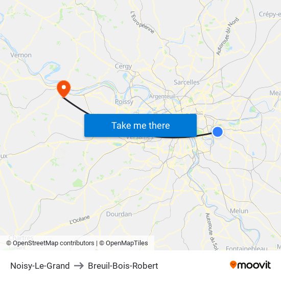 Noisy-Le-Grand to Breuil-Bois-Robert map
