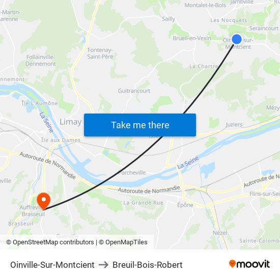 Oinville-Sur-Montcient to Breuil-Bois-Robert map