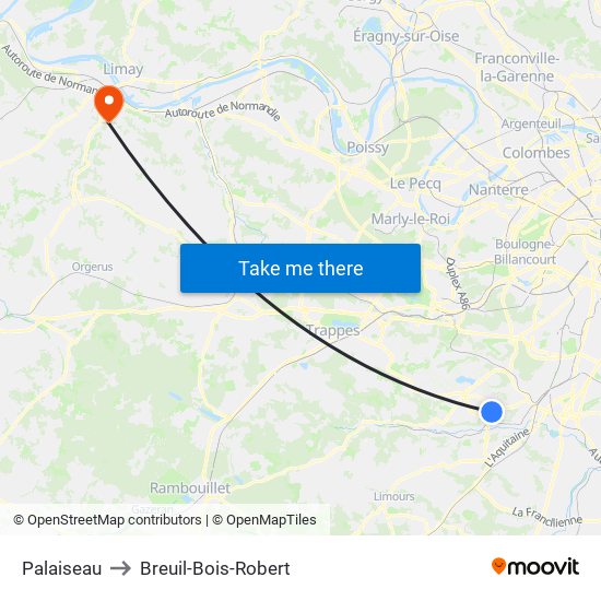 Palaiseau to Breuil-Bois-Robert map