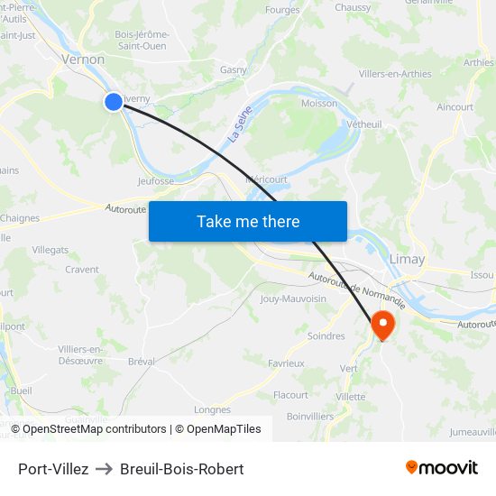 Port-Villez to Breuil-Bois-Robert map