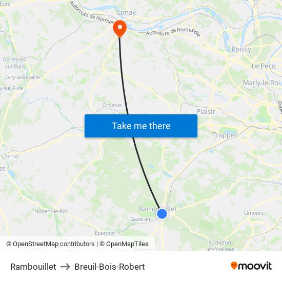 Rambouillet to Breuil-Bois-Robert map