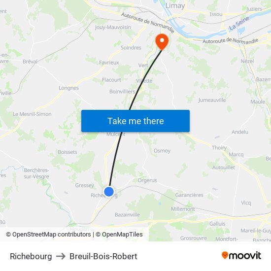 Richebourg to Breuil-Bois-Robert map