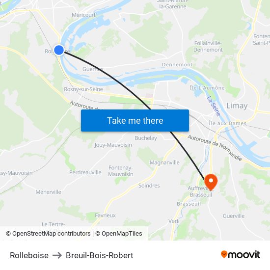 Rolleboise to Breuil-Bois-Robert map