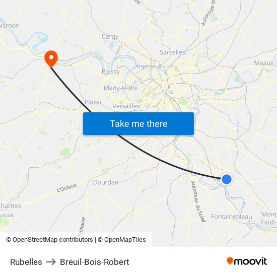 Rubelles to Breuil-Bois-Robert map