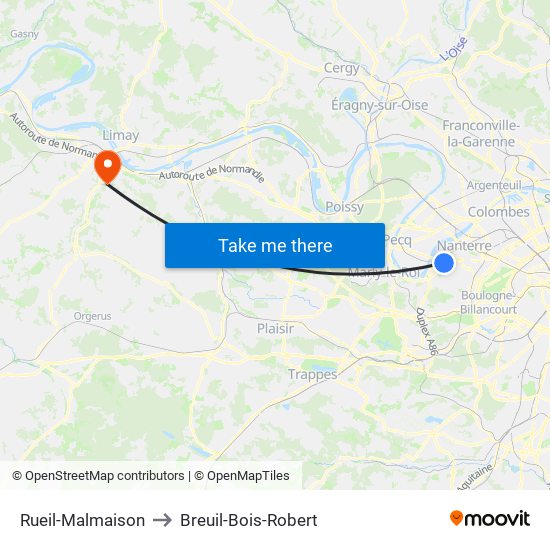Rueil-Malmaison to Breuil-Bois-Robert map